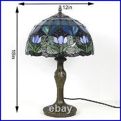 Tiffany Style Table Lamp Stained Glass Lamp Shade Purple Tulip Flower Reading