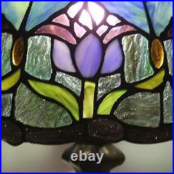 Tiffany Style Table Lamp Stained Glass Lamp Shade Purple Tulip Flower Reading