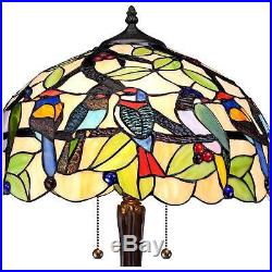 Tiffany Style Table Lamp Traditional Bronze Stained Glass for Living Room