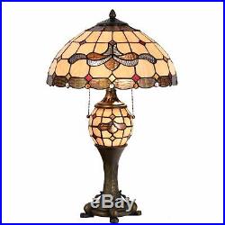 Tiffany Style Table Lamp Victorian Double Lit Desk Lamp Stained Glass Home Decor