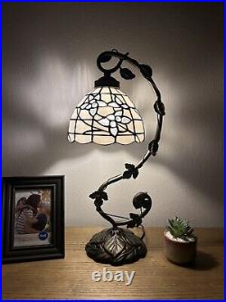 Tiffany Style Table Lamp Whit Stained Glass Flowers LED Bulb 11W8D21H