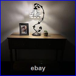 Tiffany Style Table Lamp Whit Stained Glass Flowers LED Bulb 11W8D21H