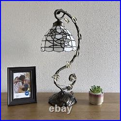 Tiffany Style Table Lamp Whit Stained Glass Flowers LED Bulb 11W8D21H