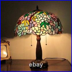 Tiffany Style Table Lamp Wisteria Stained Glass Vintage Bedside Reading Light