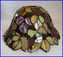 Tiffany Style Torchiere Table Lamp Vintage Design Stained Glass H 24 W 11