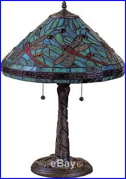 Tiffany Style Turquoise Blue Dragonfly Table Lamp