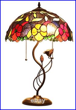 Tiffany Style Unusual Flower Stained Glass Table Bedroom Office Desk Lamp 2 Bulb