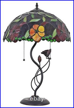 Tiffany Style Unusual Flower Stained Glass Table Bedroom Office Desk Lamp 2 Bulb