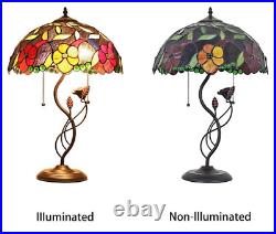 Tiffany Style Unusual Flower Stained Glass Table Bedroom Office Desk Lamp 2 Bulb