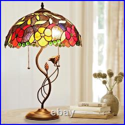 Tiffany Style Unusual Flower Stained Glass Table Bedroom Office Desk Lamp 2 Bulb