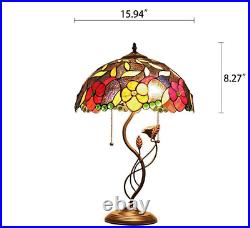 Tiffany Style Unusual Flower Stained Glass Table Bedroom Office Desk Lamp 2 Bulb