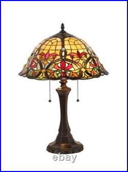 Tiffany Style Victorian Cabochon Table Lamp 16 Shade Stained Glass 22 Tall