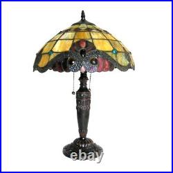 Tiffany Style Victorian Design 2-Lt Stained Glass Accent Desk Table Lamp