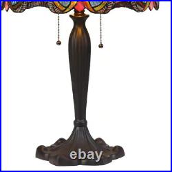 Tiffany Style Victorian Design Stained Glass 2-Light Bronze Fin Table Lamp 23inT