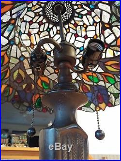 Tiffany Style Vintage Stained Glass Antique Desk Table Lamp