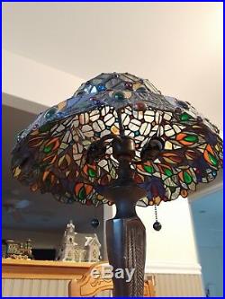 Tiffany Style Vintage Stained Glass Antique Desk Table Lamp