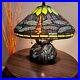 Tiffany Style Vivid Green Dragonfly Stained Glass Table Lamp Elegant Mosaic Base