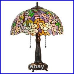 Tiffany Style Wisteria Design Stained Glass 2-Light Table Lamp 22in