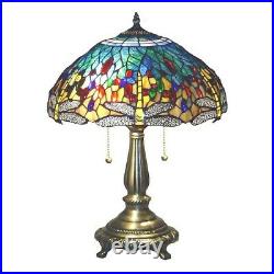 Tiffany Style Yellow Dragonfly Table Stained Glass Accent Lamp