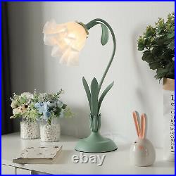 Tiffany Table Lamp Bedside Flower Design White Glass Style Desk Reading Lamp