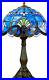 Tiffany Table Lamp Blue Stained Glass Style Vintage Luxurious Nightstand Reading