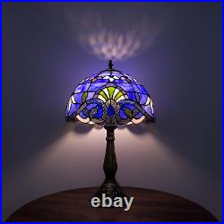 Tiffany Table Lamp Blue Stained Glass Style Vintage Luxurious Nightstand Reading