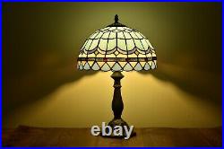 Tiffany Table Lamp Desk Lamp Sea Blue Stained Glass Antique Bedside Light H14