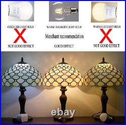 Tiffany Table Lamp Stained Glass Bedside Lamp 16X16X24 Inches Cream Pearl Bead D