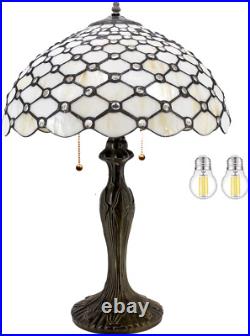 Tiffany Table Lamp Stained Glass Bedside Lamp 16X16X24 Inches Cream Pearl Bead D