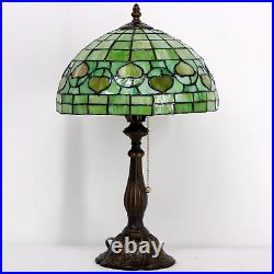 Tiffany Table Lamp Stained Glass Lamp 12X12X19 Inch Antique Reading Light Green