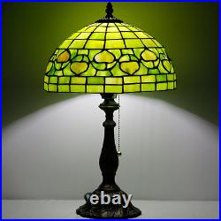 Tiffany Table Lamp Stained Glass Lamp 12X12X19 Inch Antique Reading Light Green