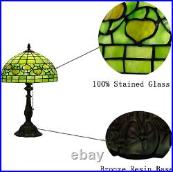 Tiffany Table Lamp Stained Glass Lamp 12X12X19 Inch Antique Reading Light Green