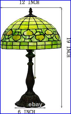 Tiffany Table Lamp Stained Glass Lamp 12X12X19 Inch Antique Reading Light Green