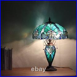 Tiffany Table Lamp with Night Light 16 inch Large Stained Glass Table Light