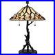 Tiffany Table Lamp with Tree Branch Base with Organic Stained Glass Shade with