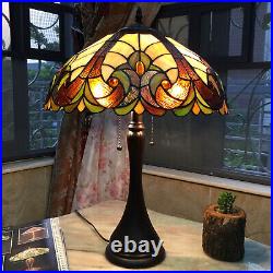 Tiffany Type Table Lamp Victorian Vintage Reading Desk Light Stained Glass Motif