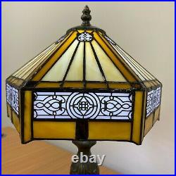 Tiffany Yellow Hexagon Table Lamp Stained Glass shade Antique Style Bulb E27 UK