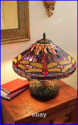 Tiffany-style Dragonfly Table Lamp with Mosaic Base 16 Shade