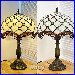 Tiffany style Stained Glass Bedside Desk lamp Vintage Shade Table Lamp 18 Tall