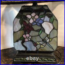 Tiffany-style Stained Glass DRAGONFLY Table Lamp 22 tall