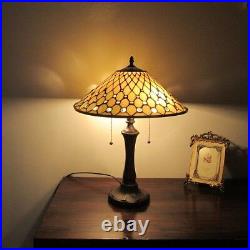 Tiffany-style Victorian 2 Bulb Table Lamp 16 Shade Glass Beads ONE THIS PRICE