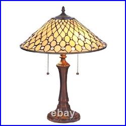 Tiffany-style Victorian 2 Bulb Table Lamp 16 Shade Glass Beads ONE THIS PRICE