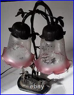 Tin Chi Andrea by Sadek Frosted Stencil Ombre Art Glass Table Lamp