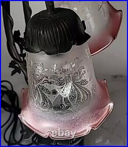 Tin Chi Andrea by Sadek Frosted Stencil Ombre Art Glass Table Lamp