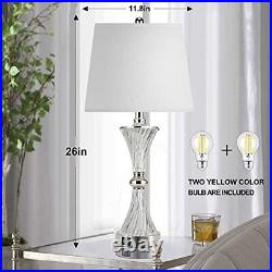 Touch Control Table Lamp for Bedrooms 3 Way Dimmable White Drum Shade Modern