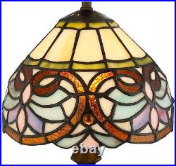 Traditional Accent Table Lamp 13 1/2 High Bronze Art Glass Shade Bedroom House