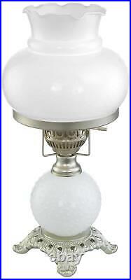 Traditional Hurricane Accent Table Lamps 16 Set of 2 White Glass Shade Bedroom