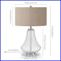 Traditional Seeded Glass Table Lamp with Flax Shade