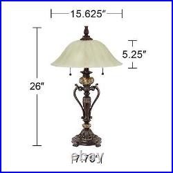 Traditional Table Lamp 26 High Bronze Alabaster Champagne Glass Shade Bedroom