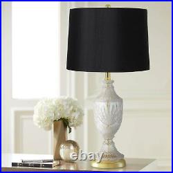Traditional Table Lamp Brass Cut Glass Urn Black Drum Shade Living Room Bedroom